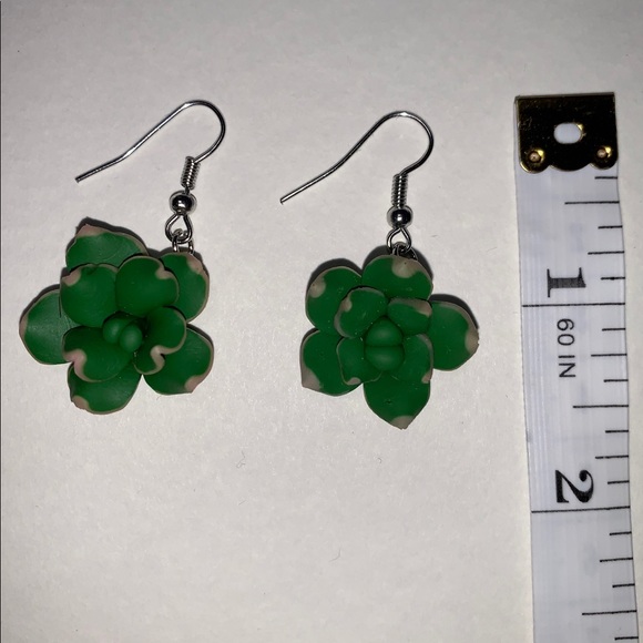 Succulent Drop Earrings, Handmade - Picture 2 of 3